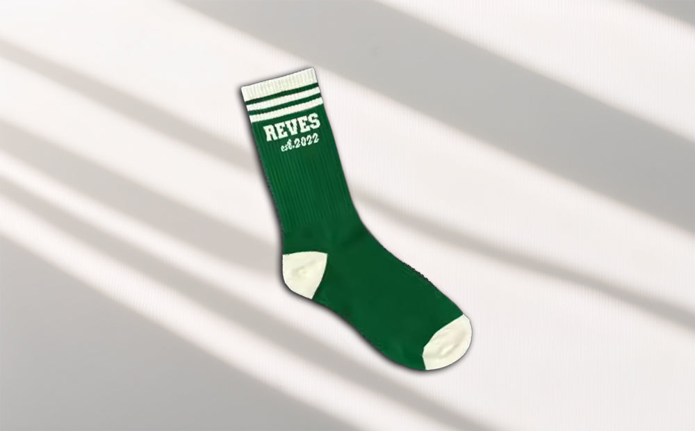 REVES Crew Socks — Green&White